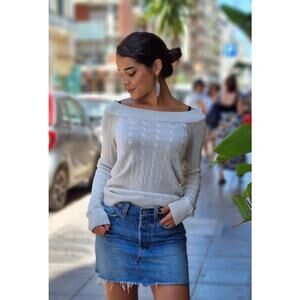 Lauren Ralph Lauren Scoop Neck Cable Knit Cream Color Sweater Medium